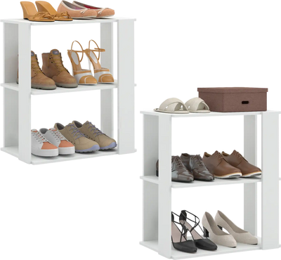 Costway 3-Tier Stackable Shoe Rack Set of 2 with Anti-Tipping Device 47477290 New