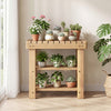 Solid wood 3-tier shoe rack bench with slatted shelves, ideal for organizing shoes in entryways or smaller living spaces.