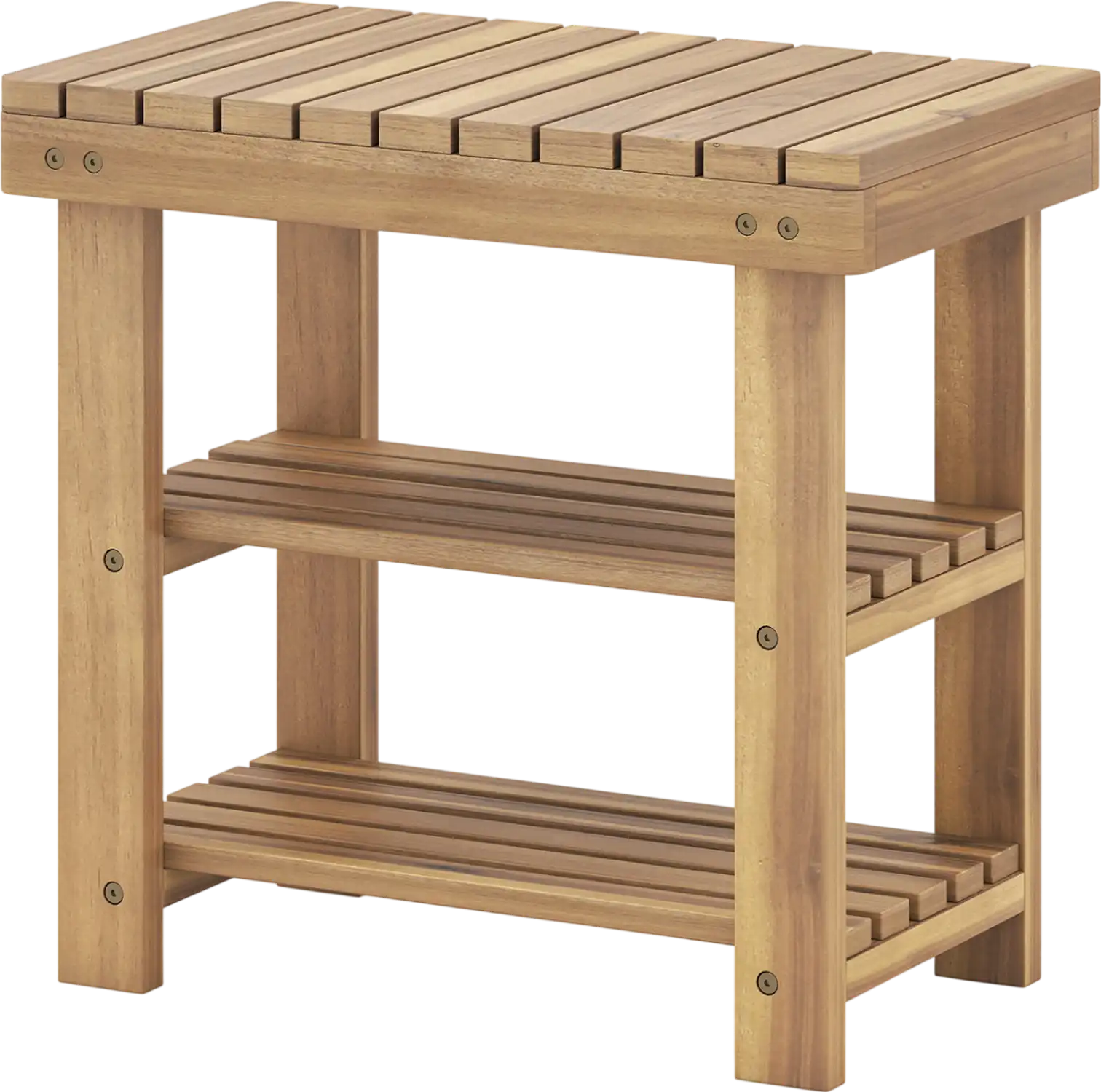 Costway 3-Tier Solid Wood Shoe Rack Bench with Slatted Shelves 41239945 New