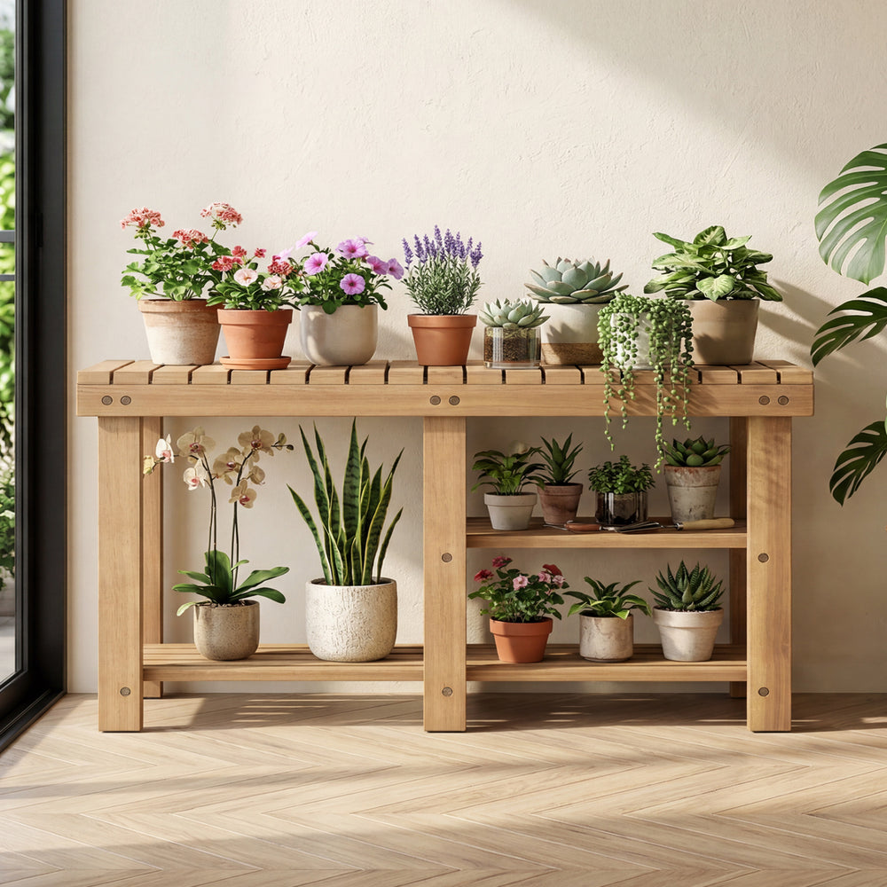 3-Tier Solid Wood Shoe Rack Bench with Slatted Shelves-L - Gallery View 1 of 10