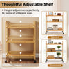 3-Tier Storage Rolling Cart Bamboo Utility Cart with 4 Universal Wheels - Gallery View 7 of 11