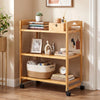 3-Tier Storage Rolling Cart Bamboo Utility Cart with 4 Universal Wheels - Gallery View 3 of 11