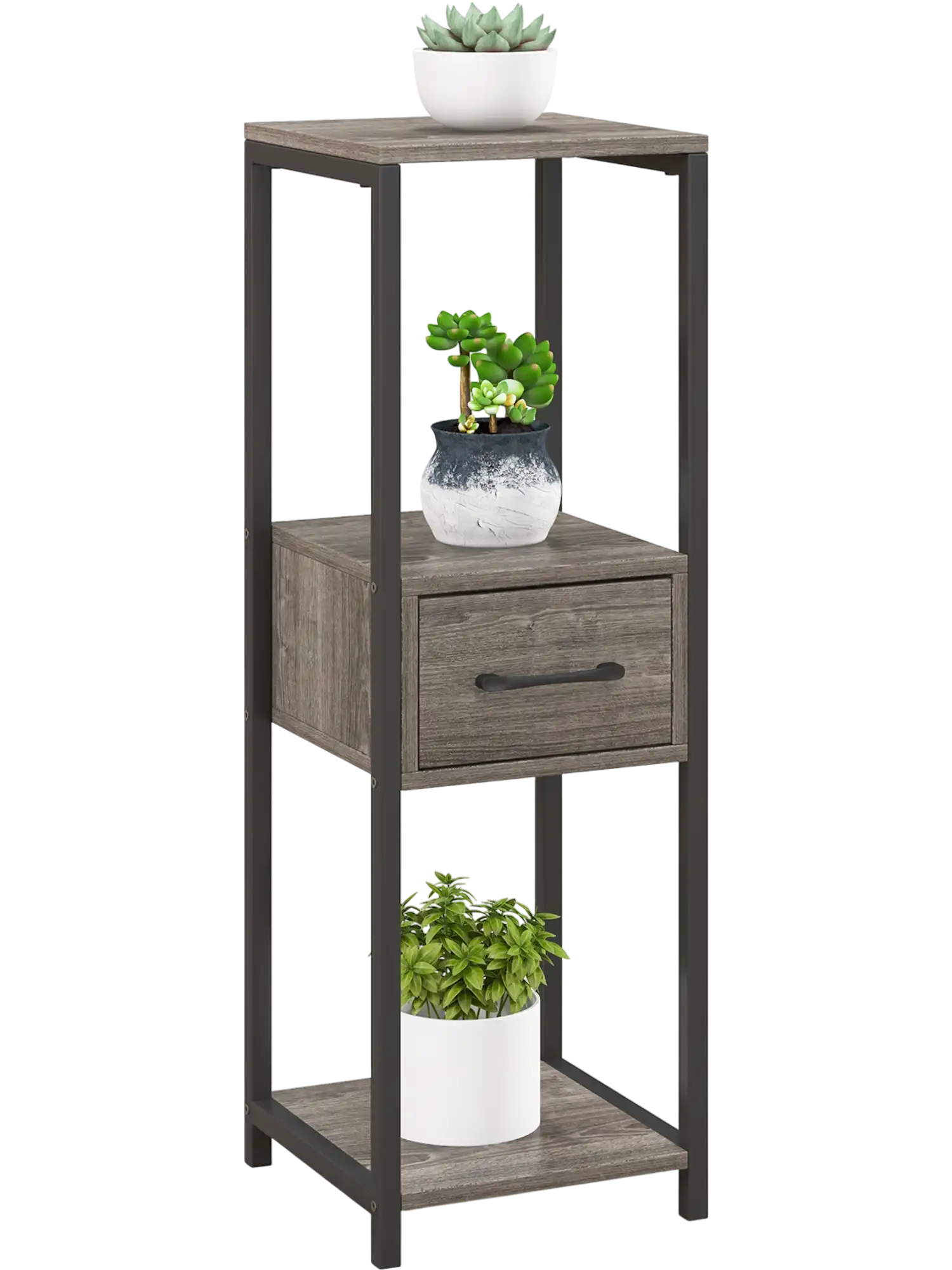 Costway 3 Tier Tall Metal Plant Stand w/ Drawer Balcony Office 27693148 New