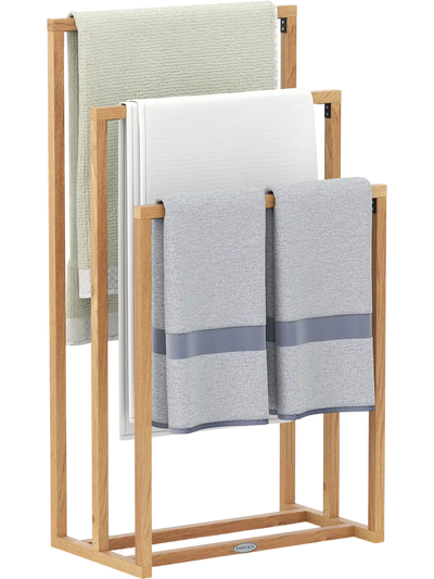 Costway 3-Tier Teak Wood Towel Rack 841593267 New