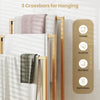 3-tier teak wood towel rack with 3 hanging crossbars, ideal for drying towels and enhancing bathroom decor.