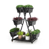 3-tier vertical raised garden bed with 6 container boxes, black, on wheels for easy transport, ideal for patios and.