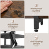 3-tier wine bar cabinet in brown with waterproof surface, adjustable foot pads, and anti-tipping device for stability.