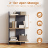 3-tier wooden bookshelf in oak with 15" shelf spacing, anti-tipping kit, ideal for home office or living room.