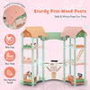 3-tier wooden dollhouse with sturdy pine wood posts, 32 accessories, and smooth edges for safe play in multicolor.