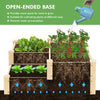 3-tier wooden raised garden bed with open-ended base, ideal for varied plant heights and promoting healthy growth.