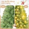 3 ft pre-lit artificial mini Christmas tree with 100 warm white LED lights, perfect for small spaces and festive charm.