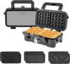 3-in-1 sandwich maker with removable non-stick plates, featuring waffle, grilling, and sandwich options for versatile.