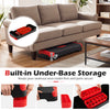 3-in-1 aerobic step platform set with red risers, designed for home workouts and clutter-free storage under furniture.