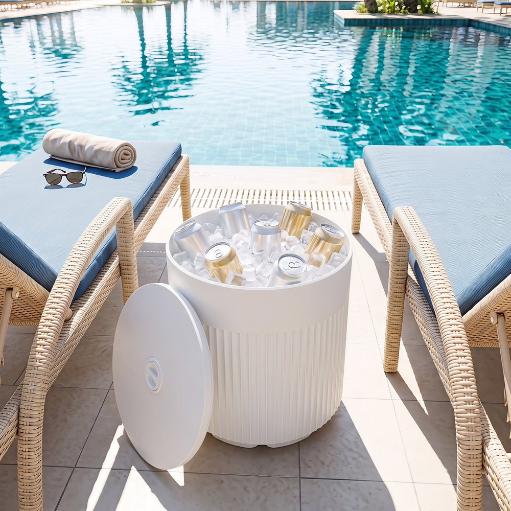 3-in-1 All-Weather Outdoor HDPE Umbrella Base with Water Bag and  2” Umbrella Hole for Patio-White - Gallery View 1 of 11
