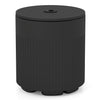 Black 3-in-1 all-weather HDPE umbrella base with water bag, designed for stability and easy outdoor organization.