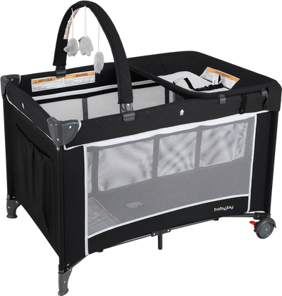 Costway 3-in-1 Portable Baby Crib Playpen with Changing Table 164857293 New