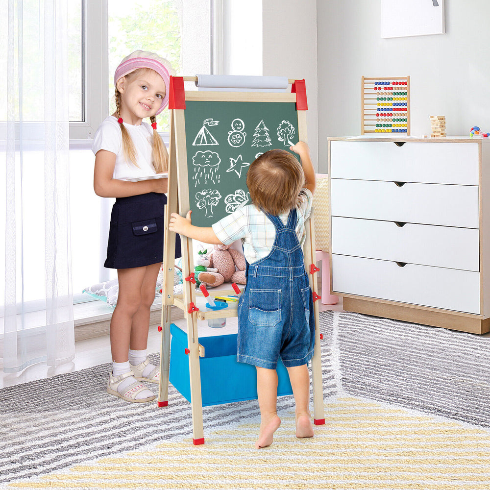3-in-1 Double-Sided Adjustable Kid Easel for 3-8 Years Old Toddlers-Blue - Gallery View 1 of 10