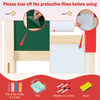 Adjustable double-sided kid easel with magnetic chalkboard and whiteboard, includes 60 accessories for creative play.