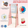Adjustable double-sided kid easel with solid pine wood frame, magnetic chalkboard, and included accessories for.