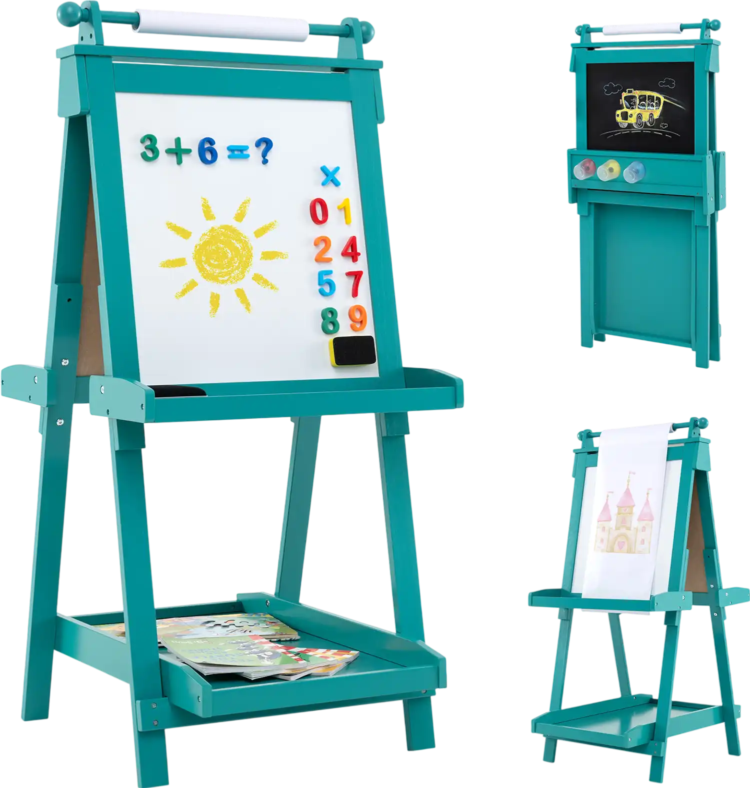 Costway 3-in-1 Double-Sided Art Easel Chalkboard Magnetic Whiteboard 964137285 New