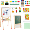 3-in-1 Double-Sided Folding Wooden Kids Art Easel with Paper Roll