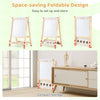 Double-sided wooden kids art easel with a folding design, adjustable height, and storage tray for creative play.
