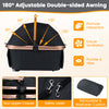 Foldable pet stroller with 180° adjustable double-sided awning, safety leash, and removable cushion for small to medium.
