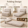Beige 3-in-1 folding sofa with bolster, convertible to lounger or bed, ideal for living rooms and guest rooms.