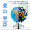 Illuminated world globe with detailed map, 360° rotation, and sturdy base for educational fun and exploration.