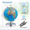 Illuminated 3-in-1 world globe with stand, featuring geographical and constellation maps for educational exploration.