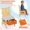 Ergonomic kids chair with bear design and storage drawer, promoting healthy posture for ages 3-10 years old.