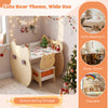 Kids art table and chair set with bear design, reversible whiteboard, and storage for ages 3-10, ideal for playrooms.