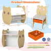 Kids art table and chair set with bear design, reversible whiteboard and chalkboard, ideal for ages 3-10 years.