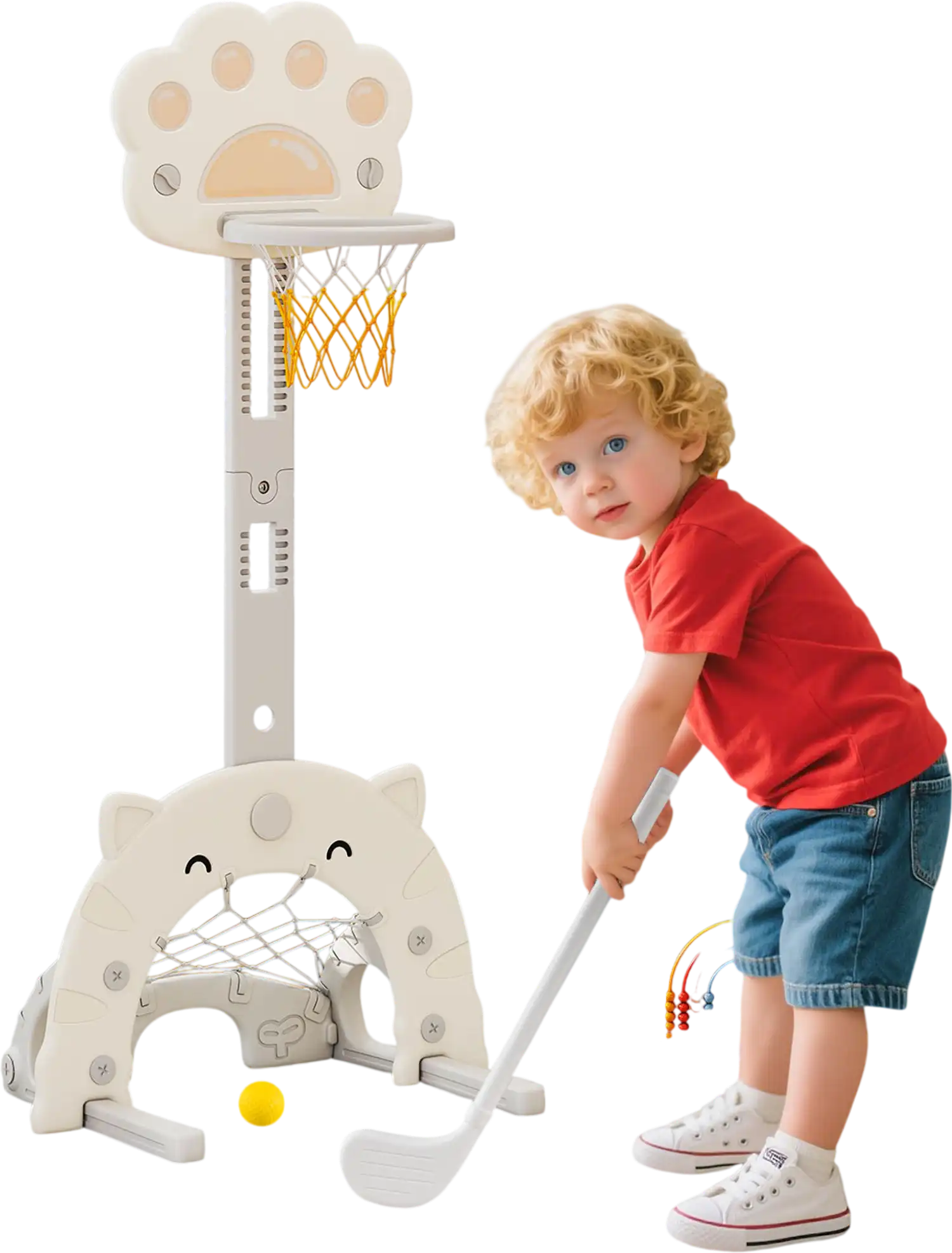 Costway 3-in-1 Kids Basketball Hoop w/ Basketball Foldable Rim Gray 241953678 New