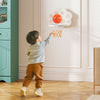 Kids basketball hoop in gray with foldable rim, adjustable height, and stable design for indoor and outdoor play.