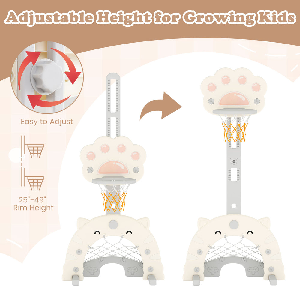 Adjustable height mechanism of the 3 in 1 Kids Basketball Hoop, designed for growing kids and easy to set up for fun.