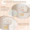 Detachable basketball hoop with foldable rim and suction cups, designed for kids' indoor and outdoor play.