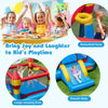3-in-1 kids bouncer featuring a large jumping area, smooth slide, and basketball hoop for outdoor fun and parties.