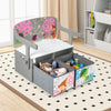 Kids convertible activity bench in gray with removable fabric bins, perfect for storage and play in any room.
