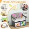 Kids convertible activity bench in gray with removable fabric bins, perfect for playrooms and storage solutions.
