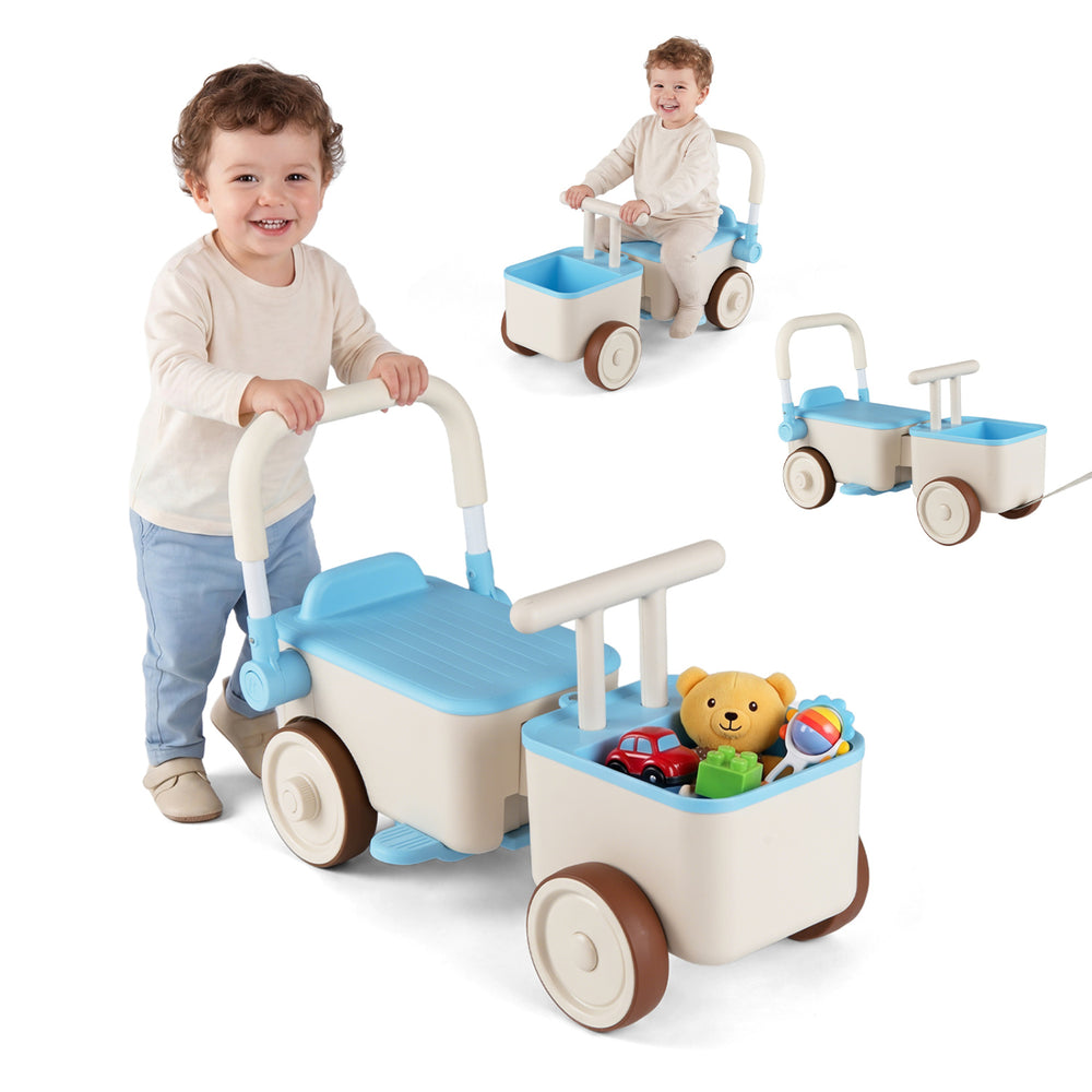 3-in-1 Kids Ride On Push Car with Rope and Storage Basket - Gallery View 3 of 11