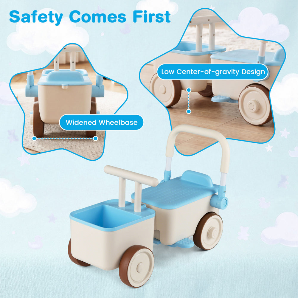 3-in-1 Kids Ride On Push Car with Rope and Storage Basket - Gallery View 7 of 11