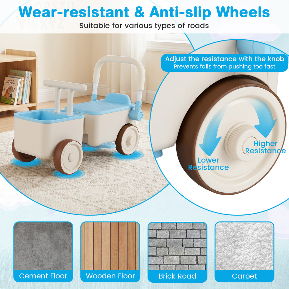 3-in-1 Kids Ride On Push Car with Rope and Storage Basket - Gallery View 9 of 11