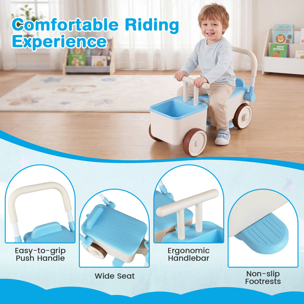 3-in-1 Kids Ride On Push Car with Rope and Storage Basket - Gallery View 10 of 11