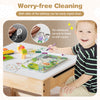 Kids table and chair set with detachable double-sided tabletop, gray, perfect for playrooms and easy cleaning.