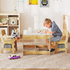 Kids table and chair set with removable tabletop and storage drawers, perfect for playrooms and nurseries.