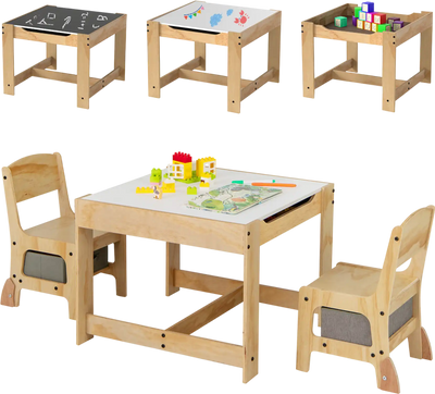 Costway 3-in-1 Kids Table & Chair Set w/ Removable Top 2 Drawers 285647193 New