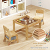 Kids table and chair set with removable tabletop, solid plywood frame, and two storage drawers for playroom.