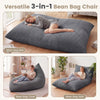 Large 3-in-1 bean bag chair in soft corduroy fabric, convertible for lounging, reading, or relaxing in any room.