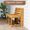 Acacia wood loveseat bench with slatted seat and ergonomic backrest, perfect for outdoor relaxation on porch or garden.